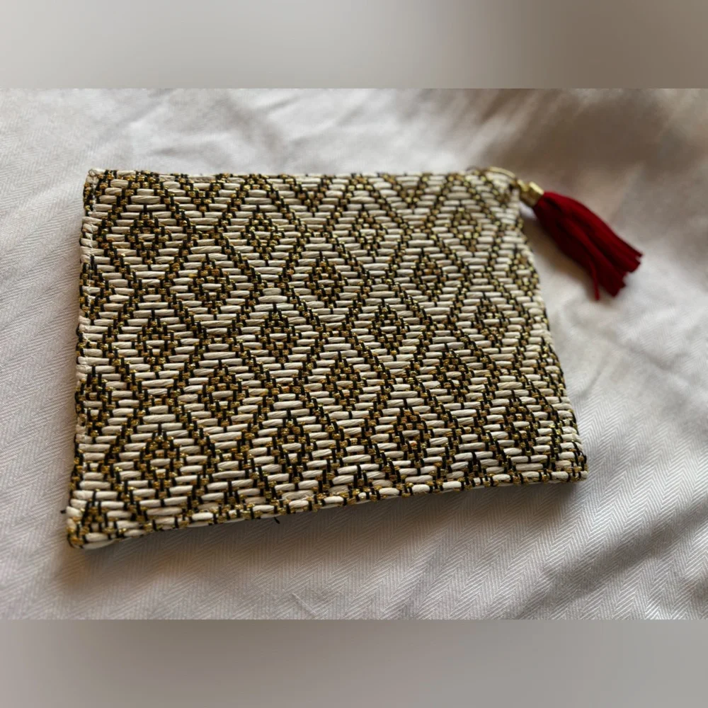 QUAGGA Green Label GOLD CLUTCH party bag VELVET TASSEL sustainable PURSE
